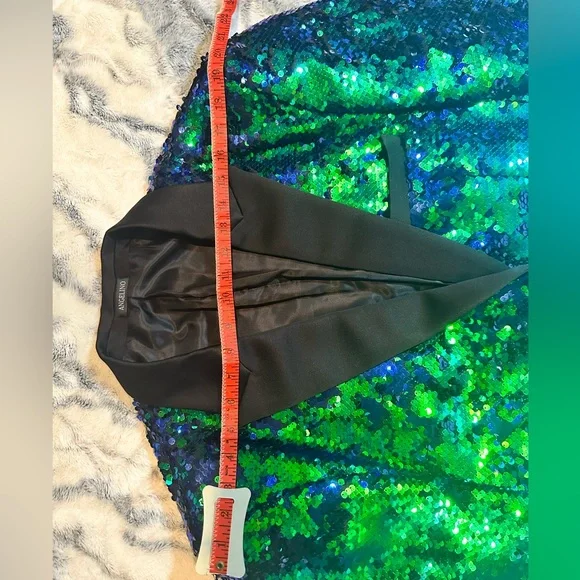 Men’s blue/green reversible sequin jacket - Picture 3 of 6